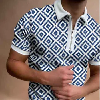Vroče prodaje Novih Moški Polo Majica Kratek Rokav Prikrivanje natisnjeni slim Zadrgo Moški Tee Srajce Top U.S. Metrov