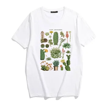 Harajuku rastlin kaktus mesnate srčkan pismo tiskanja ženska T-shirt ulzzang moda poletje svoboden priložnostne O-vratu letnik ženske oblačila