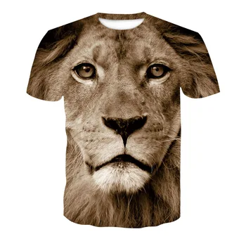 2020 moda novih moških tiskanja kratki rokavi T-shirt poletje prosti čas zabavno živali lev glavo osebnost okrogle ovratnik T-shirt