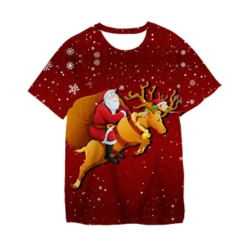 Božič Otroci T srajce Santa Claus Baby Fantje Dekleta Oblačila, Casual Risanka 3D Tiskanja Snežaka Stranka Vesel Tshirt 3T-14T