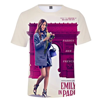2021 Emily v Parizu T-shirt 3D Unisex O-vratu T-shirt Harajuku Poletje Kratka sleeved Priložnostne Ulične Ameriški TV Show Oblačila