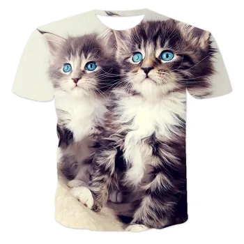2021 Poletje Moda Nov Svež Unisex 3D Tiskanje Majice Mačka Kratek Rokav Poletje Priložnostne Ulici Vse-Tekmo Prevelik T-Shirt Darila
