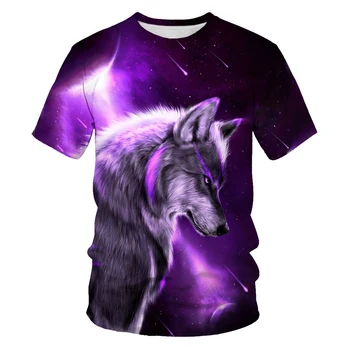 2021 poletje novo 3d natisnjeni T-shirt za moške, modni srčkan lisica in volk T-shirt zanimiva kratka sleeved majica moška oblačila