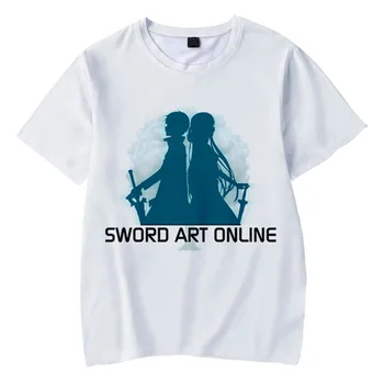 Japonske Anime SAO Sword Art Online 3D Majice s kratkimi rokavi Ženske Moški Cosplay Kostum Kirito Kirigaya Kazuto Kratek Rokav Tee Majice