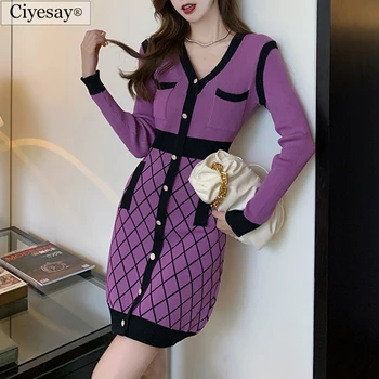 Ciyesay elegantne obleke za ženske 2021 korejski moda priložnostne obleko, ženska oblačila bodycon obleko boho obleko pleteno obleko