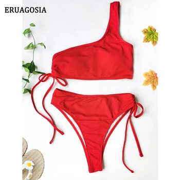 Seksi Bikini Ženske Belušno Kopalke 2021 Eno Ramo Kopalke Ženske Kopalke Trakov Bikini Komplet Rdeče Brazilski Biquinis