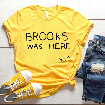 Shawshank Redemption T Shirt Brooks Je Bil Tukaj, Tako Da Je Bila Rdeča Zgleduje Majica Najljubši Film Klasičen Prizor Grafični Tees Majica