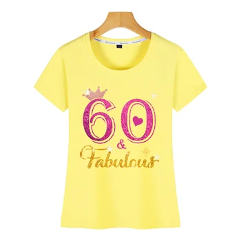 Vrhovi Majica s kratkimi rokavi Ženske 60 čudovito kraljica 60. rojstni dan Fit Napisi Kratek Tshirt Ženske