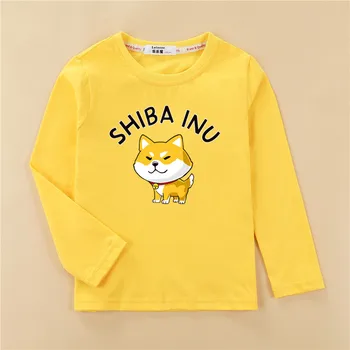 Risanka Shiba Inu otroci vrhovi moda fant, ki je oblačila z dolgimi rokavi t-shirt dekle tees bombaž spomladi in jeseni otrok kostumi