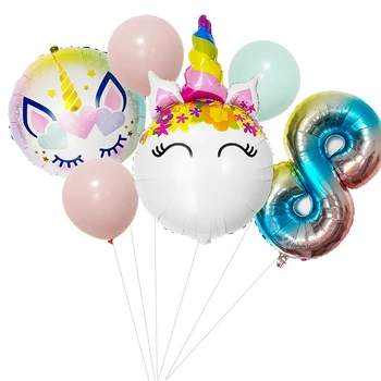 Rainbow Unicorn Baloni Šopek Nastavite 32Inch Številko Folija Baloni Velikan Samorog Globos Za Dekleta Rojstni dan Dobave