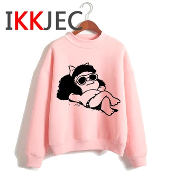 Manga Mafalda hoodies femme Ulzzang grafični Prevelik y2k estetske femme sweatshirts tiskane grafika