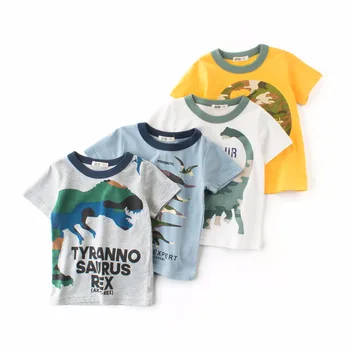 2021 Novo Poletje Fantje Dekleta T Shirt Vrhovi za Otroka Baby Toddler Dinozaver Bombaž Oblačila Otrok Tees Otroci 1-8 Let 4 Barve