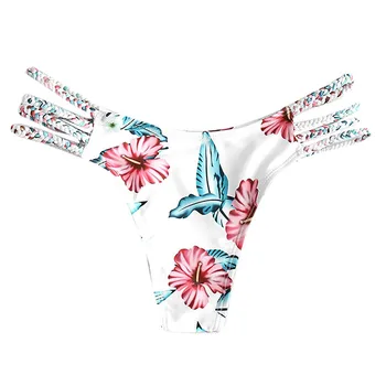 Cvetlični T-nazaj Bikini Bottom Seksi Dekle G-string Plavati Hlačke, Ženske, Dostopi Plažo Brazilski Tangice Biquini Dna Obleko Hlačke