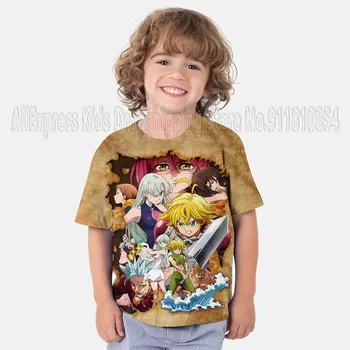Otroci Sedem Smrtnih Grehov 3D Tiskanja Tshirts Fantje Dekleta Anime T Srajce Poletje Otroke, Risanka T-majice Camiseta Malčka Tee