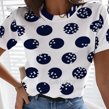 Geometrija Grafični 3d Natisnjeni T-majice Ženske Harajuku Priložnostne Majice Kratek rokav Estetske Streetshirts Hip Hop Lady y2k Bluze