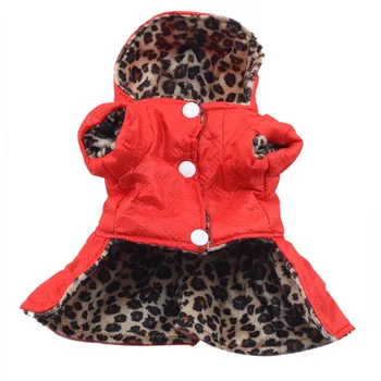 Srčkan Hišne Pse Leopard Kostum Zimska Oblačila Za Pse, Kuža Bombaž Hoodie Oblačila Toplo-Bisage, Plašči & Jopiči Chihuahua Pet Izdelka