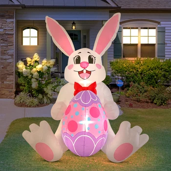 5 FT Napihljivi Velikonočni Zajček Dekoracijo Haliday Festival Stranka DIY Doma Dekor Razstrelili Zajec Jajce z LED Luči