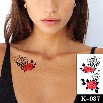 Moda Akvarel Cvetje Začasni Tattoo Nalepke Ponaredek Slive Pero Tetovaže Totem Nepremočljiva Body Art Roko Tatoos za Ženske, Moške