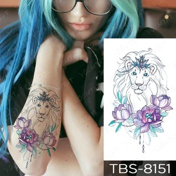 Nepremočljiva Začasni Tattoo Nalepke Lobanje Rose Cvet Volk, Lev Flash Tetovaže Phoenix Body Art Roko Ponaredek Tattoo Ženske Moški