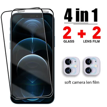 4 v 1 Screen Protector za iPhone 13 12 11 Pro Max 13 12 Mini Objektiv Film za iPhone XR XS Max X SE 2020 7 8 6S Plus 6 Stekla