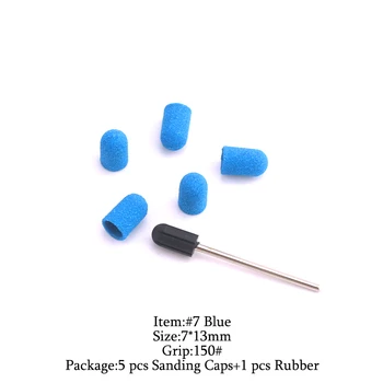 5pcs Modra Brušenje Kape Multi-velikost Plastike, Peska Blok Electric Manikira Pedikura Orodja Poliranje Pribor za Nego Stopal