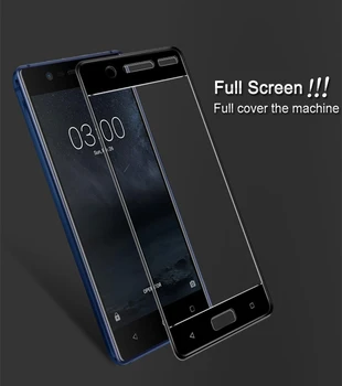 Za Nokia 5 Kaljeno Steklo 9H 3D Polno Kritje eksplozijam Sprednji Zaslon Patron Film Za Nokia 5 Guard Zaščito Ščit
