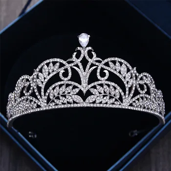 Elegantno cirkon nevesta krone in tiaras princesa Poročni dodatki za lase debelo