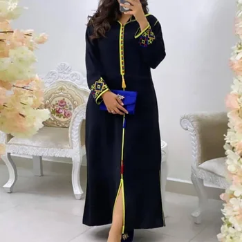 Jellaba Obleka Ženske Hidžab Vezenje Cvetlični Tam Kaftan Dubaj 2021 Hooded Poletje Moda Elegantne Dolge Obleke Haljo Femme Maroški