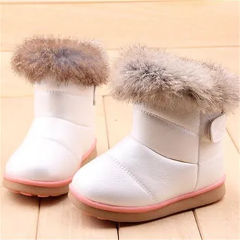 Otroci Škornji otroški Gumijasti Škornji Zimski Otrok Zgostitev Plišastih Sneg Škornji Otrok, Toplo Usnje Kratka Dojenčka bele čevlje