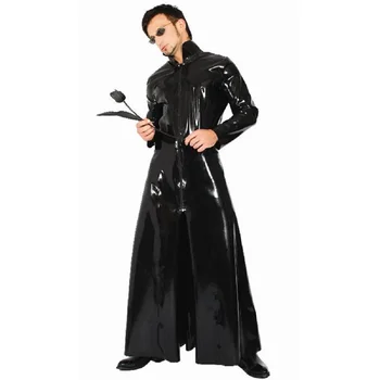 Gothic Wetlook PVC Umetno Latex Jarek Plašč Halloween Kostum za Ženske, Moške Spolne Vinil Matrika Jarek Usnje Catsuit Noč Clubwear