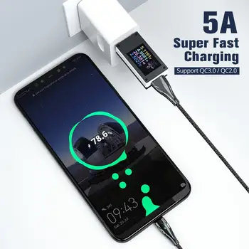 ANMONE 5A Tip C Magnetno Kabel Micro USB Magnet Telefonski Kabel Cink Super Hitro Polnjenje, Tip-C Za Redmi LG Moto Brezplačno Kabel 1m 2m