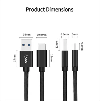 USB Tip C Do USB 3.0 Kabel USB-C 3.1 Gen 2 USB-A Android Auto Kabel 3A Tip C Polnilnik Hitro Polnjenje 5Gbps Sinhronizacija Podatkov