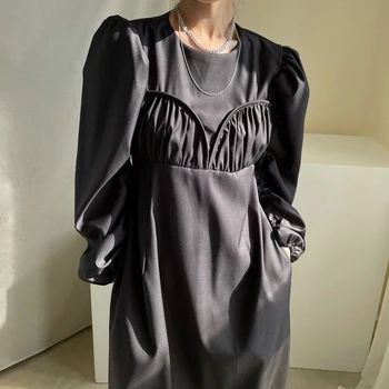 Trdna Ženska Obleke Stranka 2022 Jesen Pomlad Elegantno Obleko Luksuzni A-Line Long Sleeve Vintage Visoko Pasu Svoboden Korejskih Žensk Vestido