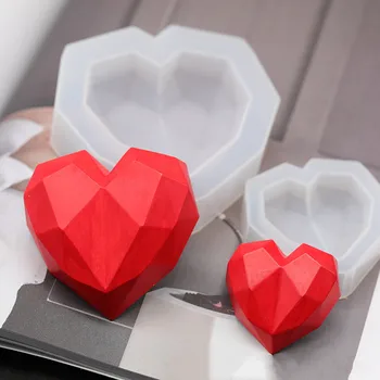 3D Diamond Milo Jedra, Ljubezen Srce Oblika Sveče silikonsko plesni Torto Dekoracijo Čokoladni Piškotek Muffin Peko orodje Sladica plesni