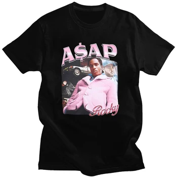 Vroče Prodaje ASAP Rocky Portret Grafično Estetiko, T-majice Hip Hop Bombaža, Kratek Rokav Svoboden Par T-Shirt Priložnostne Harajuku Tshirt