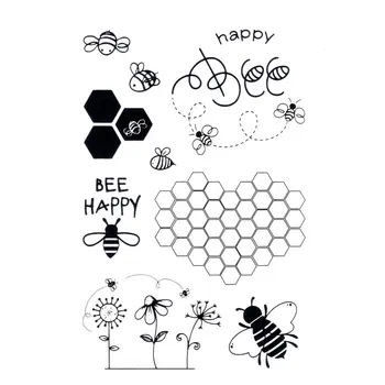 Jasno znamk BEE HAPPY čebelami In cvetje Scrapbooking materiala DIY photo card (pomnilniška kartica račun gume žig pregleden žig sellos