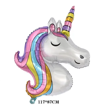 Rainbow Unicorn Stranka Balon 32 palčni Številko Folija Baloni 1. Otroci Samorog Temo Rojstni Okraski Baby Tuš Globos