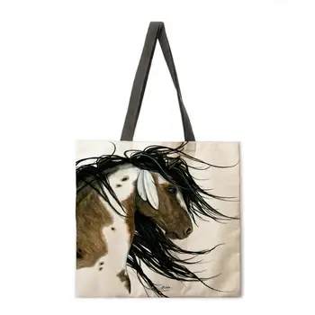 Retro konj oljna slika, ženske torbice ženske torbice ženske ramo torbe, zunanja plaži torbice modni nakupovalne torbe