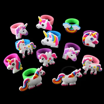 10pcs Rainbow Unicorn Obroči Gume Igrače za Otroke Rojstni dan Samorog Stranka Sprejem Potrdilo Darilo Dekoracijo