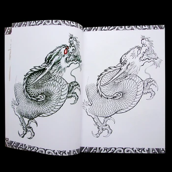 1pc Tatoo Knjiga Zmaj Phoenix Totem črtna risba Barvit Vzorec Kitajski Mitologiji Lep Tattoo Atlas Oprema Body Art