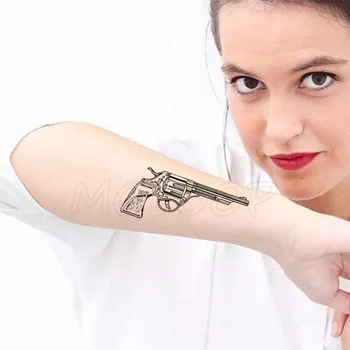 Pištolo Star Krono igralnih kart Vzorec Element Začasni Tattoo Nalepke Ponaredek Tetovaže za Ženske, Moške Telo, Ličila Nepremočljiva Nalepke