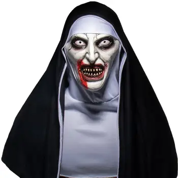 LED Grozo Nuna Masko Cosplay Strašno Latex Maske s Headscarf Led Luči Halloween Kostume
