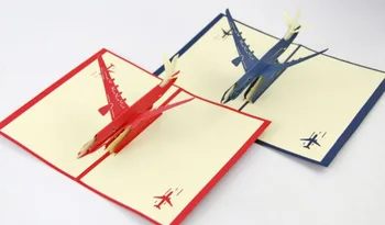 Letalo pop up card /3D airpcraft kirigami reže za kartico/ ročno izdelane voščilnice darilo za moške Brezplačna dostava