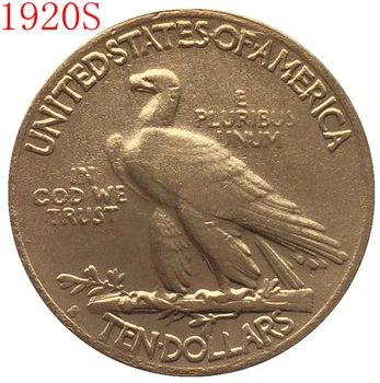 24-K pozlačen 1920-S $10 ZLATA Indijski Pol Orel Kovanec Kopijo Brezplačna dostava