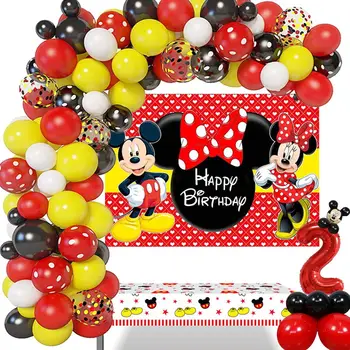 140pcs Mickey Mouse Rojstni Kulise Okraski Balon Garland Arch Kit, Prt Ozadje Baby Tuš Dekor Dobave