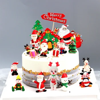 Glina Vesel Božič Torta Pokrivalo Angel božiček Božič Stranka Torto Toppers, Namizna Dekoracija Za Otroke Božič Pecivo dobave