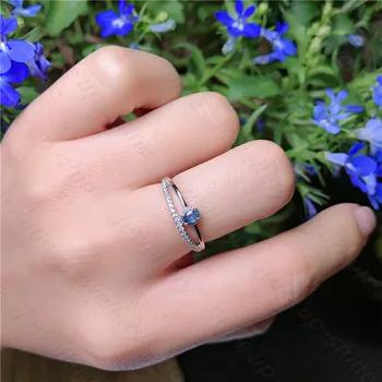 Naravne barve safir prstan srebro 925 žensk obroč preprost vzdušje in dolgo teče slog