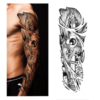 Začasni Tattoo Nalepke mehanske Poln Cvet Tatoo z Roko Body Art Velika Velika Ponaredek Tattoo Nalepka