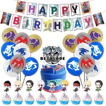 Anime Temo Beyblade Rojstni Dan Dobave Banner Torto Pokrivalo Latex Baloni Beyblade Metal Masters Stranka Uslug Za Otroke