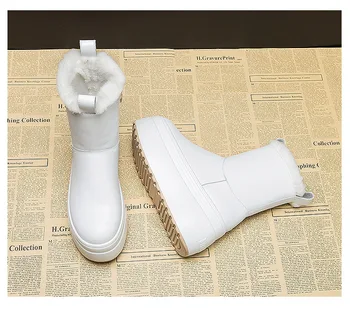 Fujin 8 cm 2021 Pozimi Toplo Mikrovlaken Usnja Ženske Škornji Platformo Sneg Škornji Toplo Močen Super Debel Zimski športni Copati Ženske